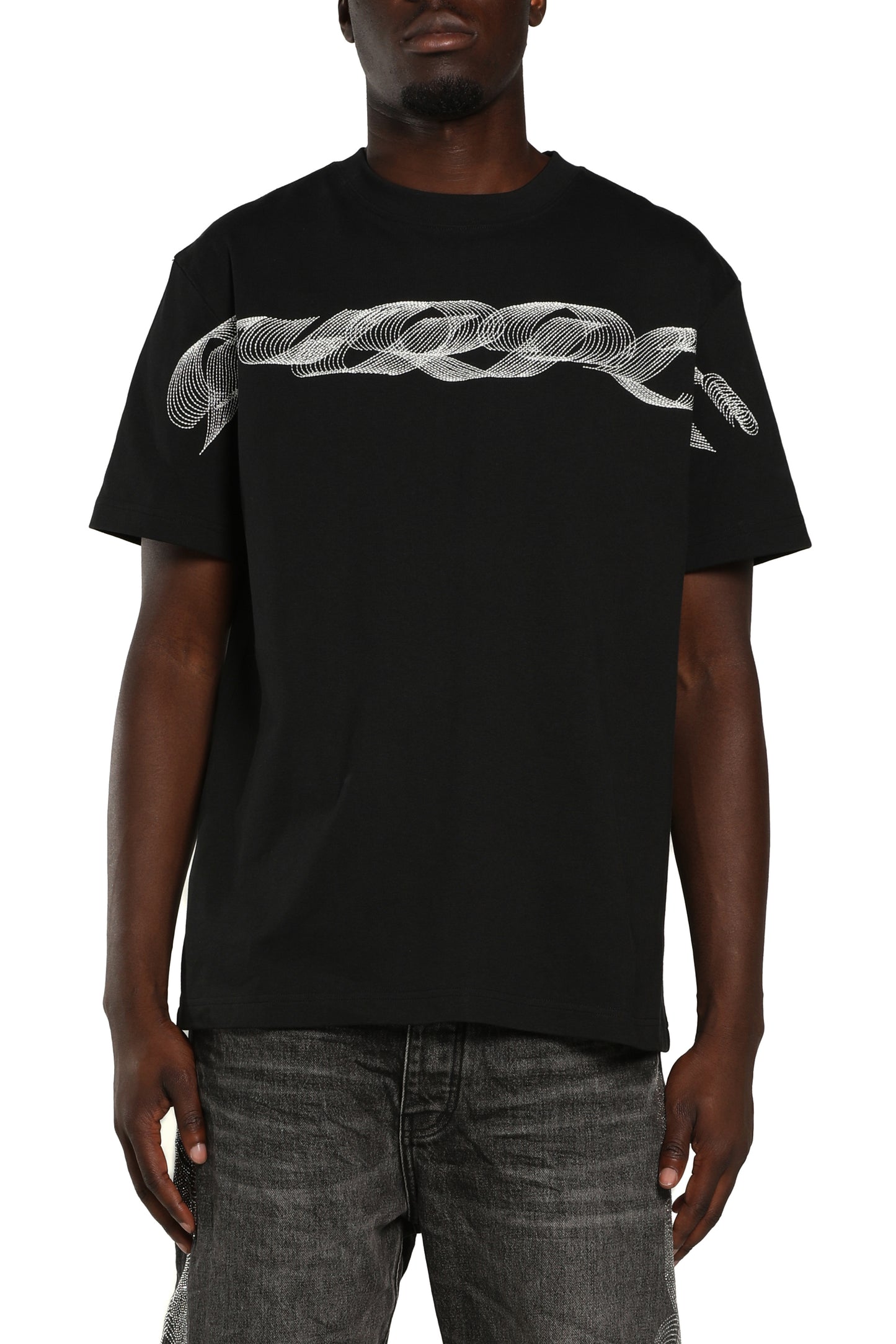 Ribbon Tee regular fit heavyweight jersey in cotton with embroidery, available in sizes XS to 3XL.