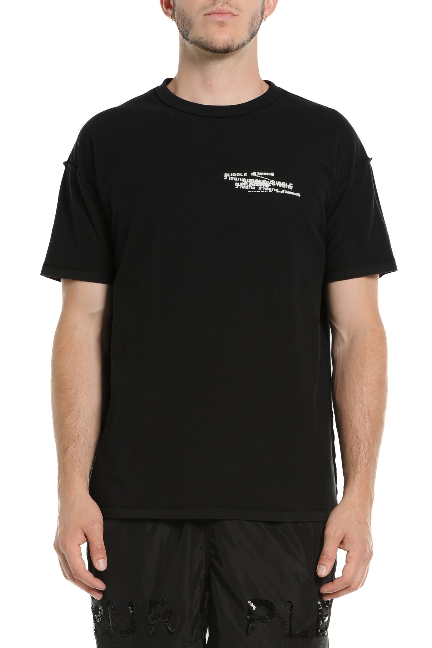 Array Tee in textured jersey fabric with puff print design and regular fit.