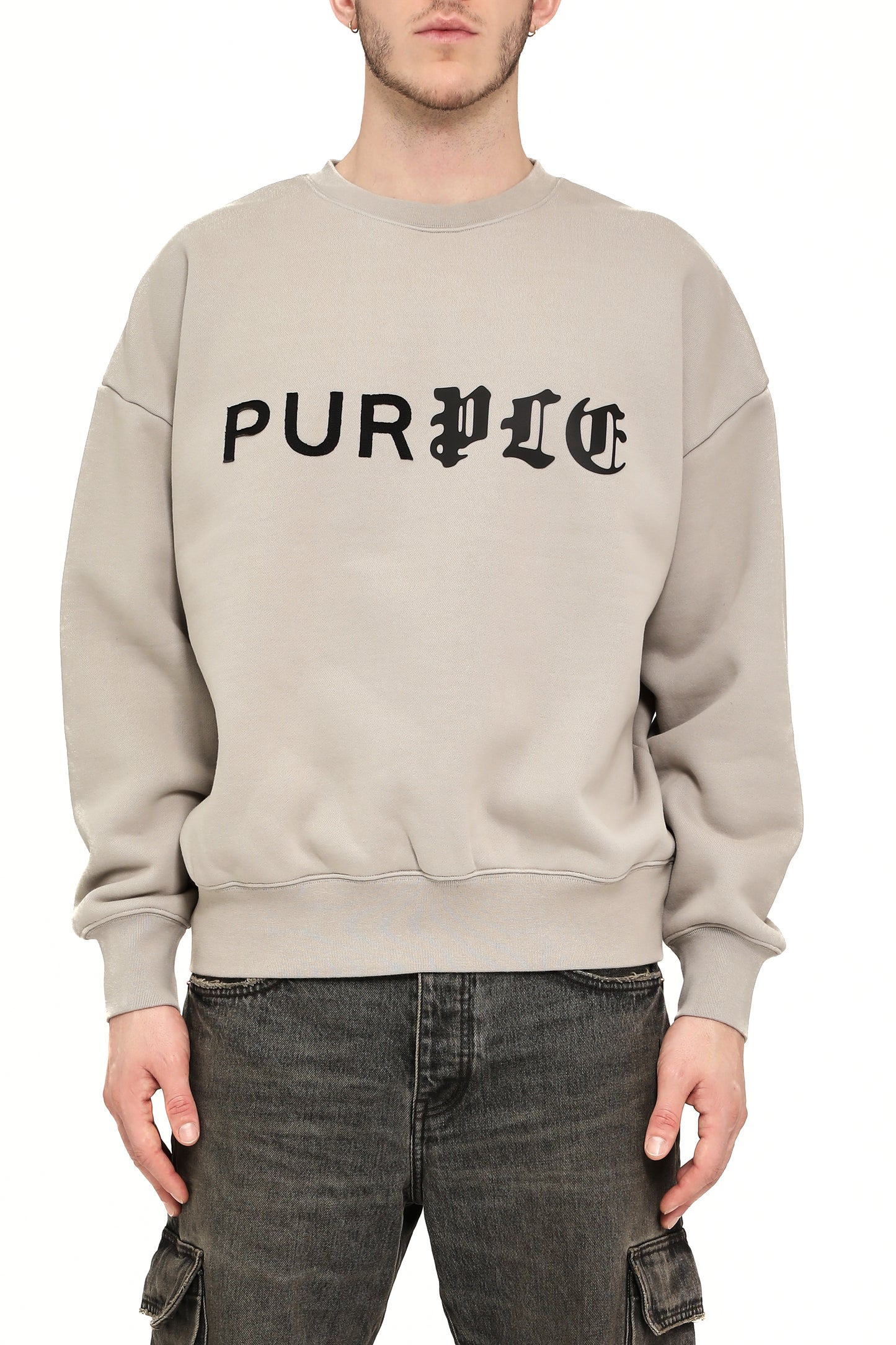 Half & Half Crewneck Sweater in oversized fit, made from 100% cotton, heavyweight fleece.