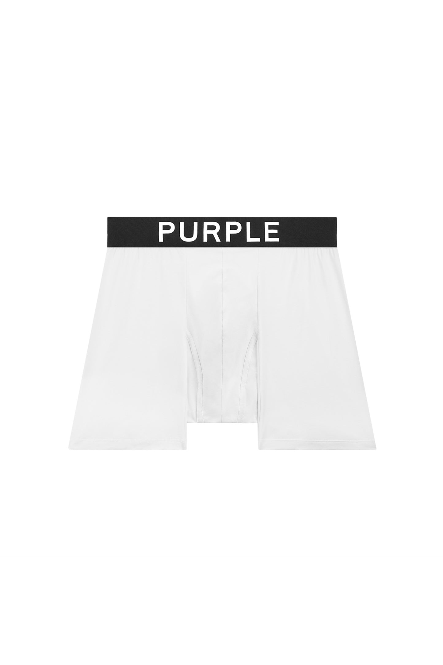 Purple Brand Boxer Brief - White, available in sizes XS to 3XL, made of stretched Pima cotton.