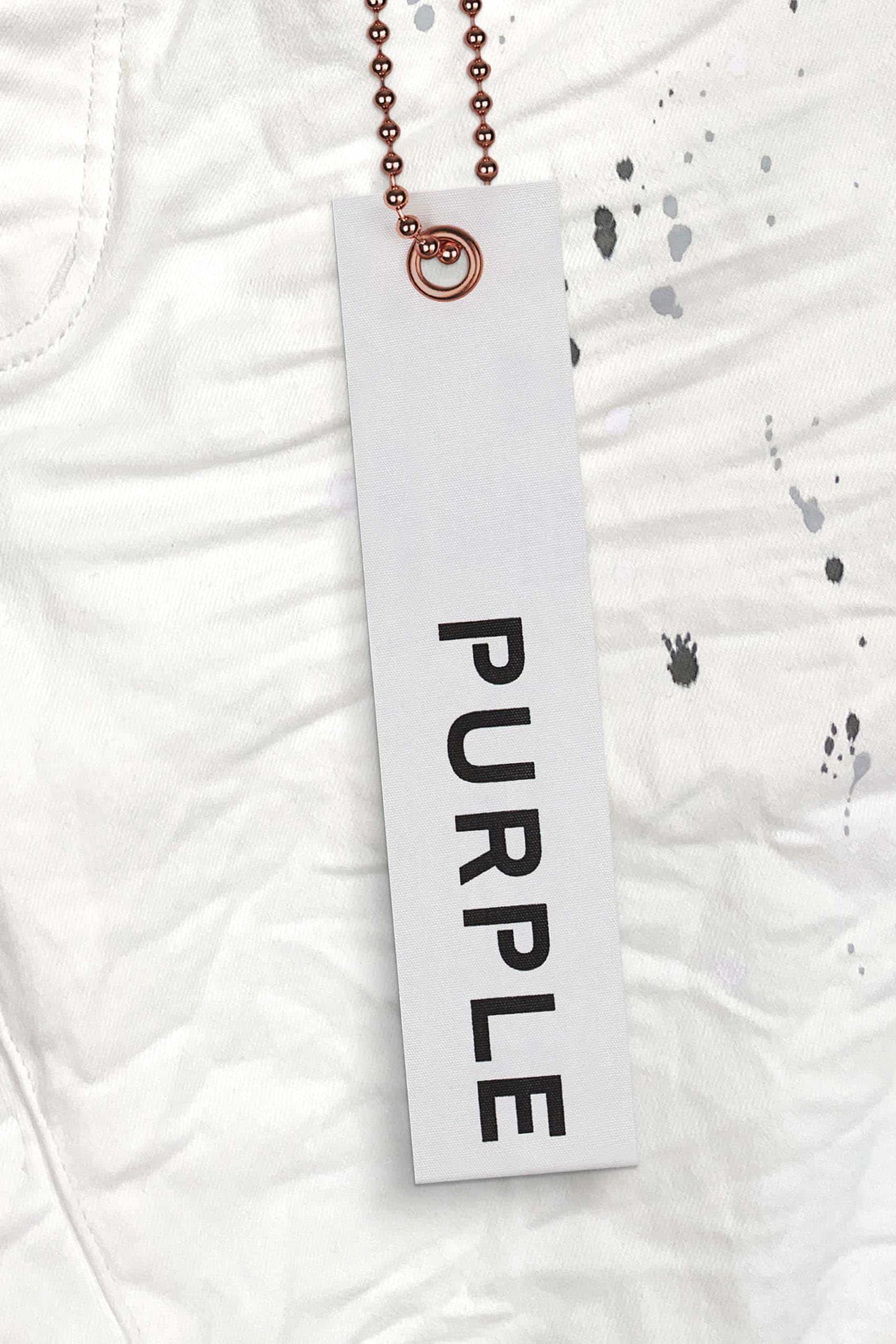 PURPLE BRAND - Men's Denim Jean - Low Rise Skinny - Style No. P001 - Optic White Paint Blowout - Hangtag