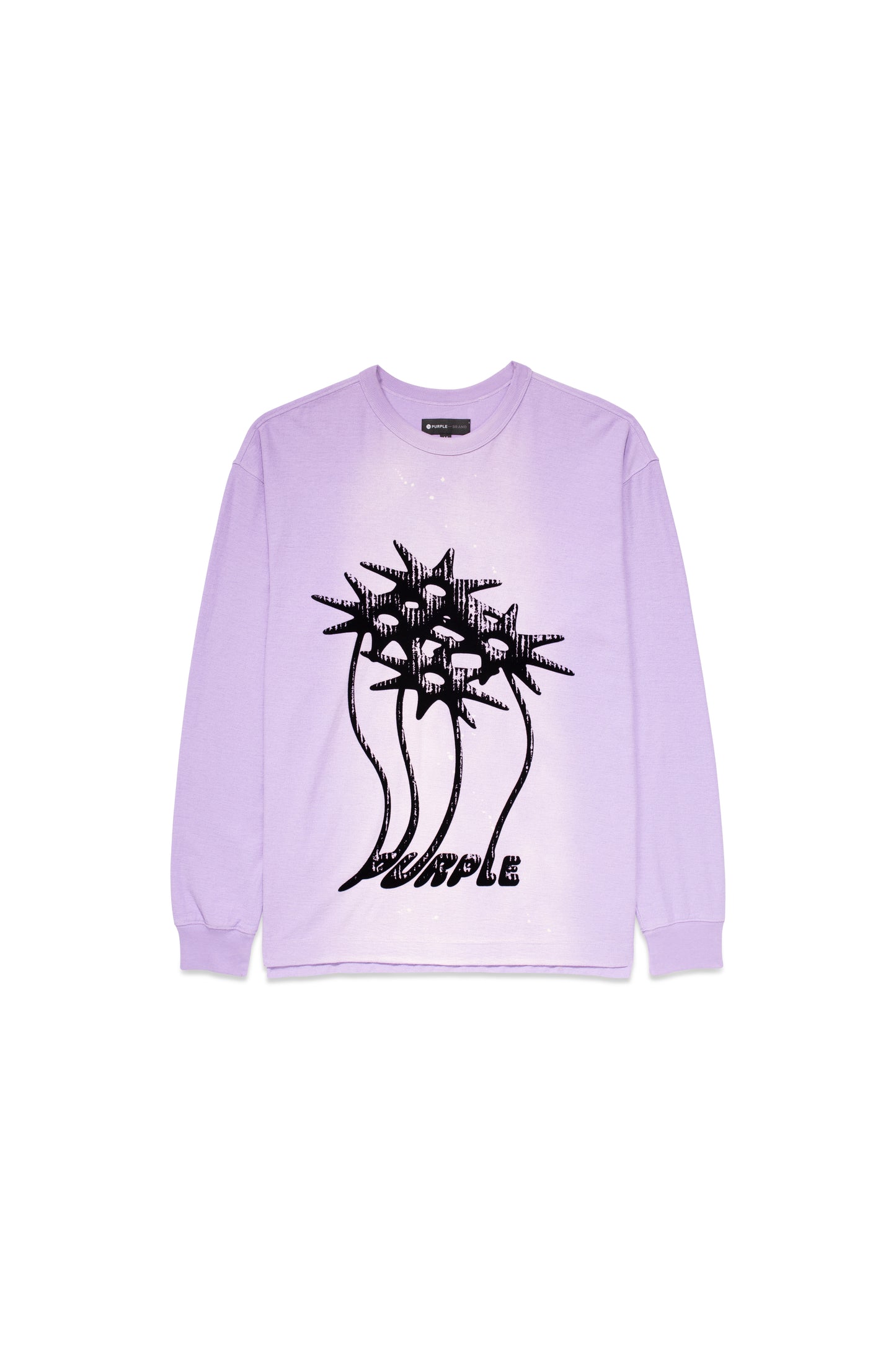 P204 Flower Palm Lavender regular fit long sleeve shirt with palm flower design