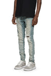P002 Mid Indigo Destroy Paint denim jeans with premium stretch and unique paint finish