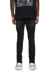 Low-rise skinny jeans in black wash with metallic silver details, available in multiple sizes.