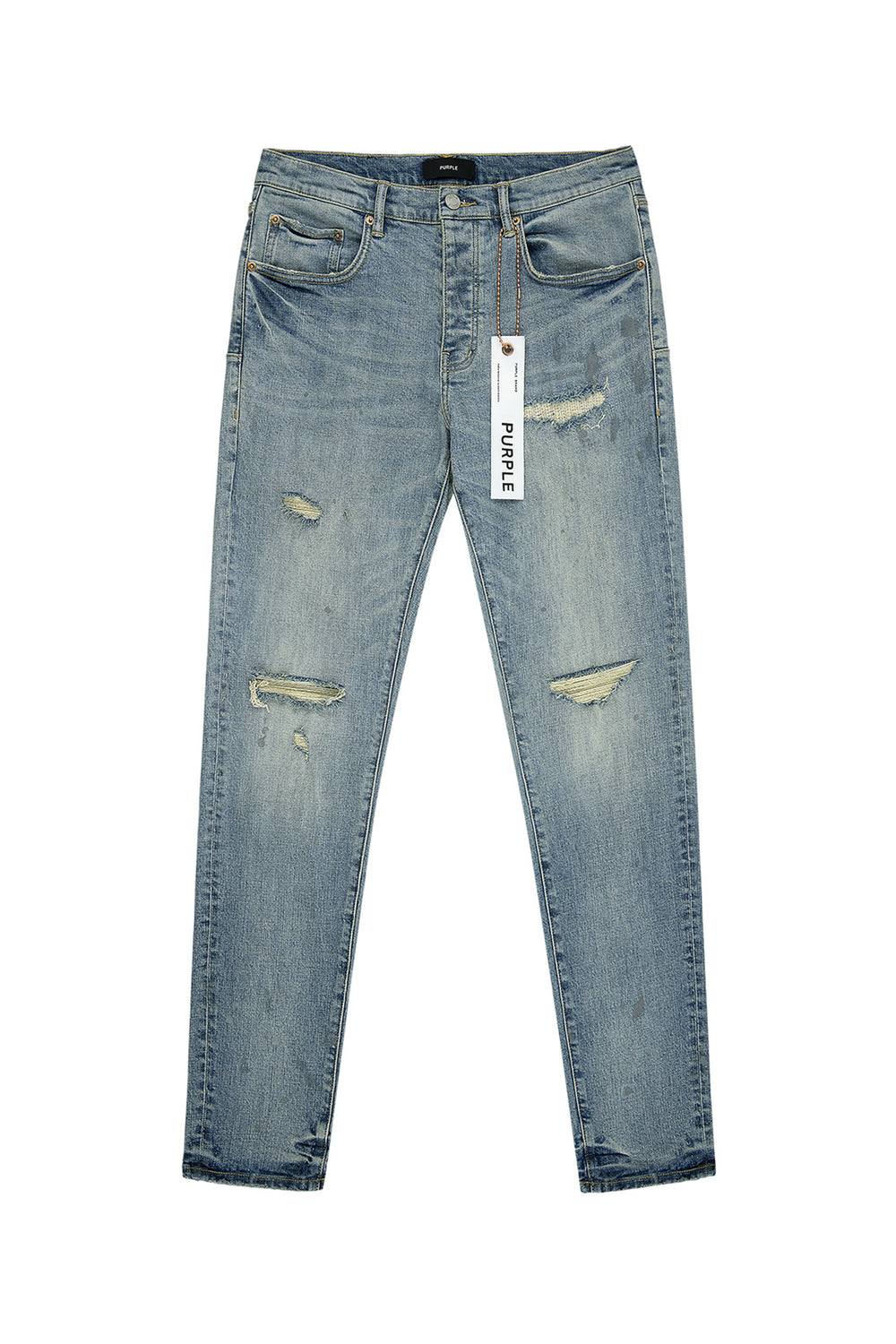 P001 Worn Indigo Slashed Paint
