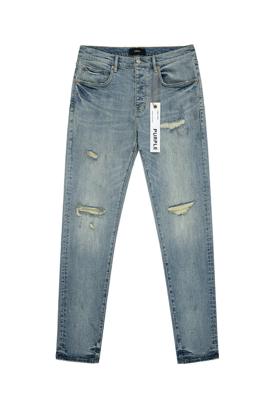P001 Worn Indigo Slashed Paint