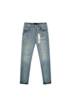 P001 Worn Indigo Slashed Paint