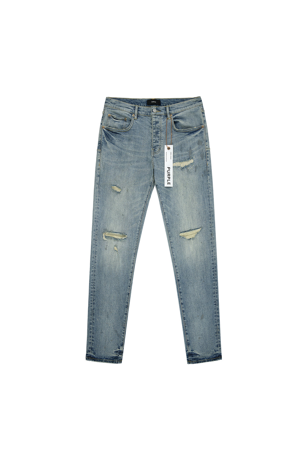 P001 Worn Indigo Slashed Paint