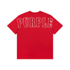 Slab Outline Tee in red, 100% cotton, regular fit, with raised matte silicone detail.