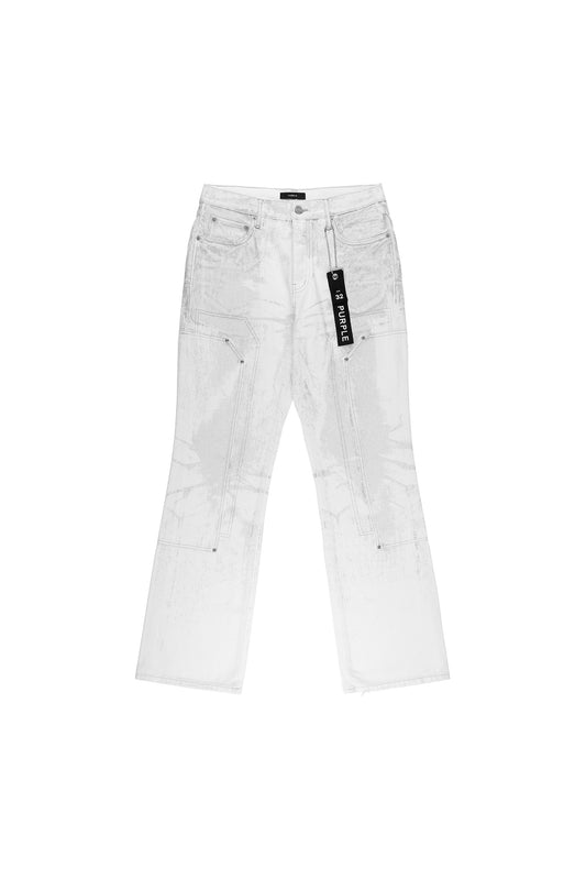 Purple glitter print bootcut denim jeans available in sizes 28-40 with a mid-rise fit.