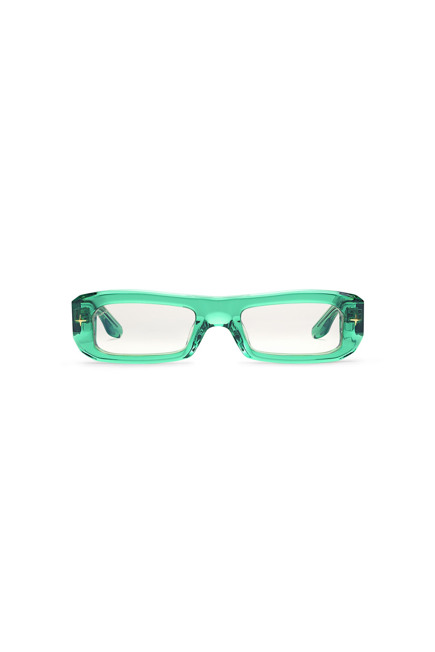 Mercer rectangular sunglasses with semi-transparent acetate frame and light silver tinted lenses.
