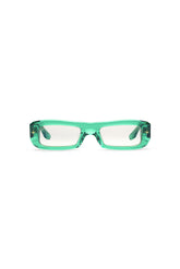 Mercer rectangular sunglasses with semi-transparent acetate frame and light silver tinted lenses.