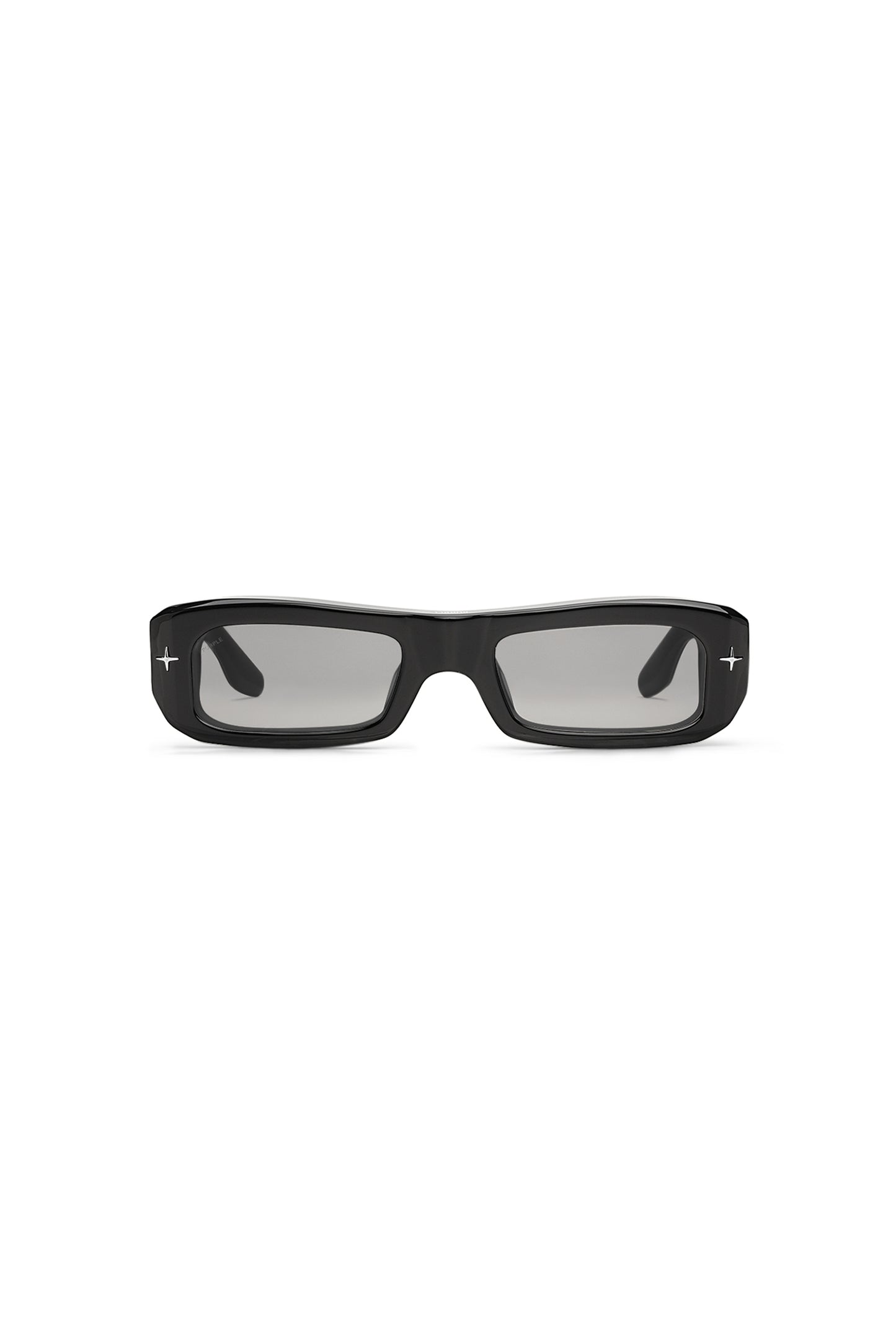 V002 Mercer rectangular acetate sunglasses with smoke gray tinted lenses and UV400 protection.