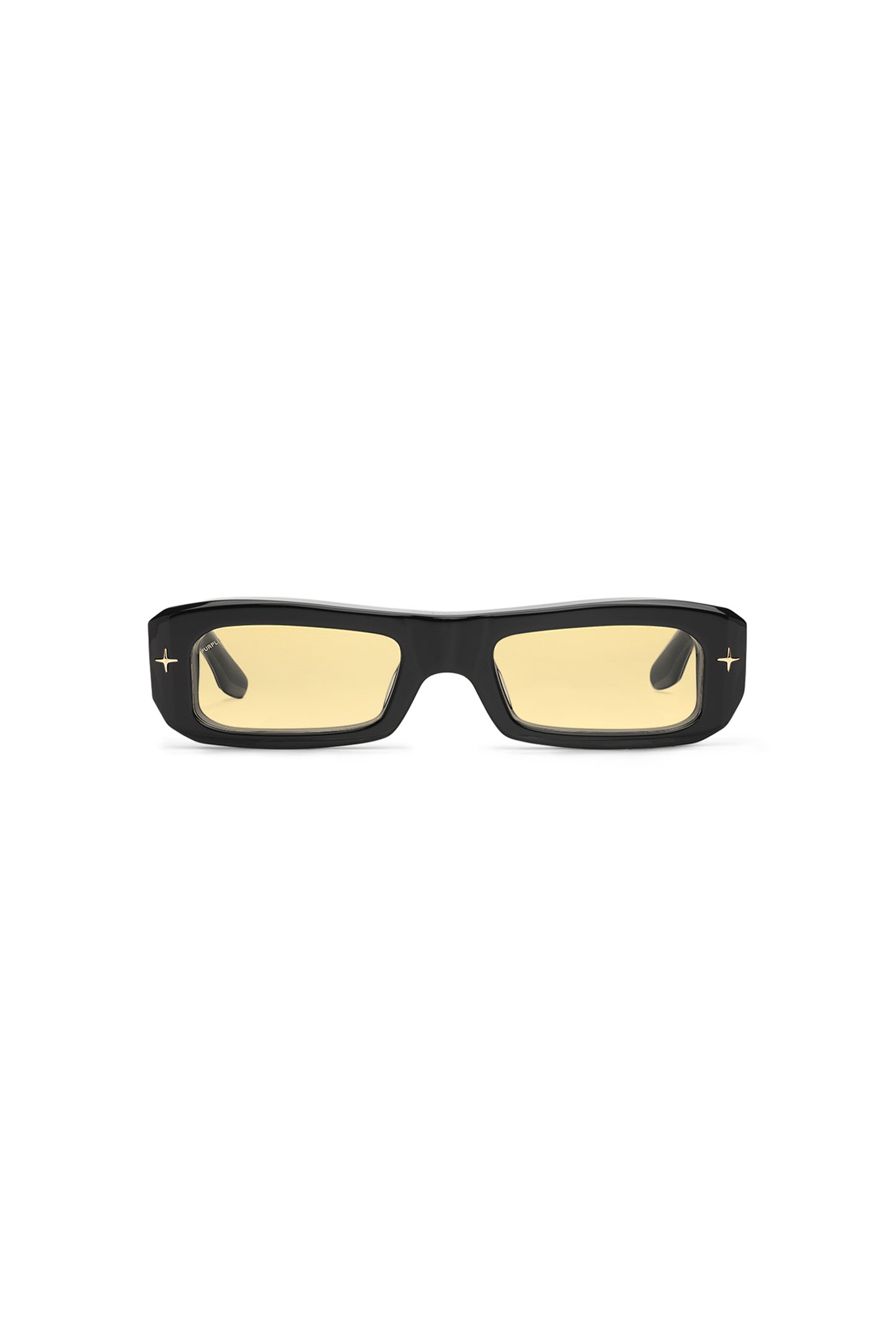 Mercer sunglasses in rectangular shape with warm yellow tinted TRX lenses and acetate frame.