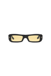 Mercer sunglasses in rectangular shape with warm yellow tinted TRX lenses and acetate frame.