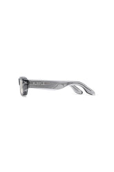 V002 Mercer sunglasses, rectangular acetate frame, semi-transparent, light silver tinted lenses.