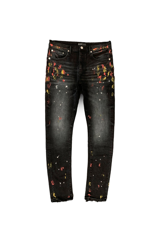 P001 LOW RISE SKINNY JEAN - Black Wash With Paint