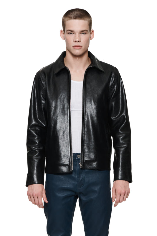 Leather Front Zip Jacket
