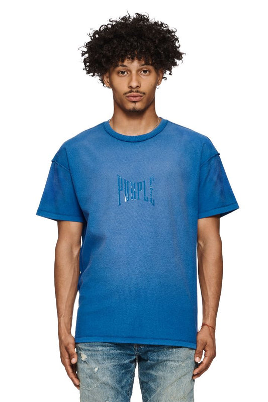 Purple Brand Circulating Distressed Logo Cotton T-Shirt, T-Shirts