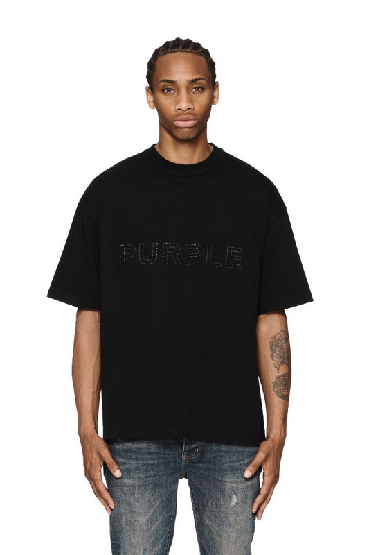 Purple Brand Men's Heavy Jersey Logo T-Shirt in Black Purple Brand