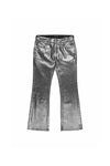 Silver Foil Ankle Bootcut denim jeans with 5 pocket style and front zipper fly, size 30.
