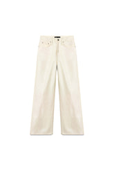 Wide Pearlescent denim with a pearlized finish and wide relaxed leg, sizes 24-34.