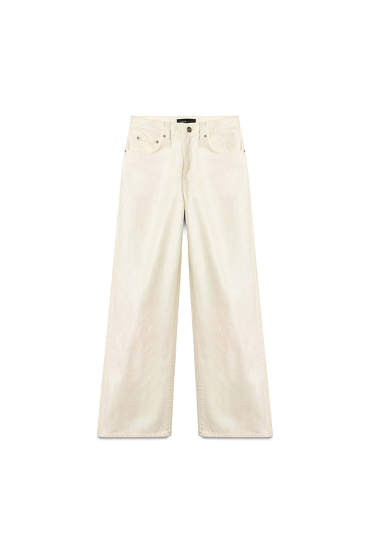Wide Pearlescent denim with a pearlized finish and wide relaxed leg, sizes 24-34.