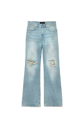 Wide Rip 90s Authentic denim in light indigo with wide relaxed leg and five pocket styling.