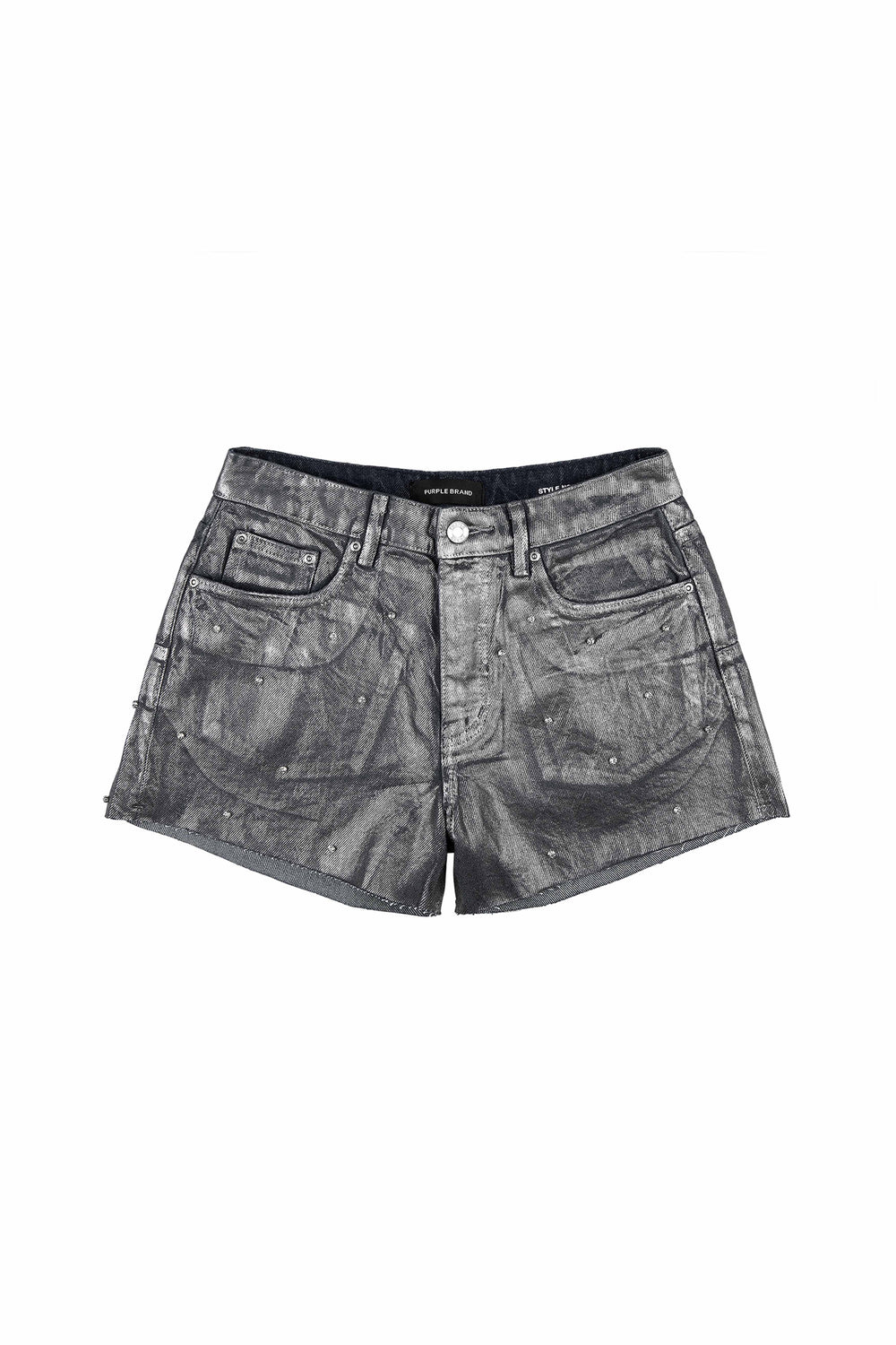 Foil Rhinestone Cut Off Shorts