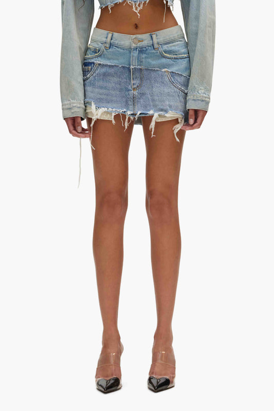 Double Denim Mini Skirt