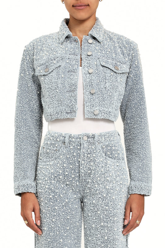Cropped Textured Pearl Jacket