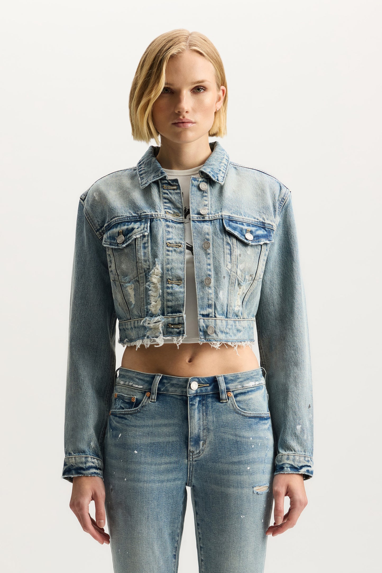 Paint Splatter Jacket outerwear with front button closure and chest pockets, regular fit.