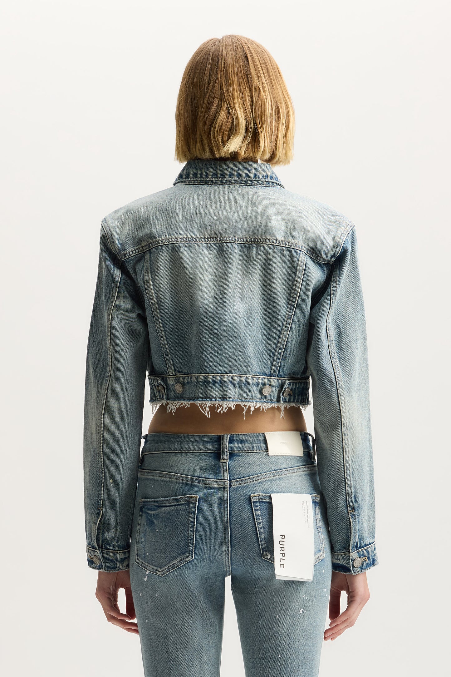 Paint Splatter Jacket in cropped regular fit with front button closure and chest pockets.