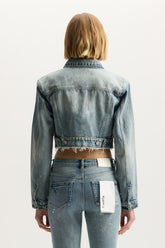 Paint Splatter Jacket in cropped regular fit with front button closure and chest pockets.
