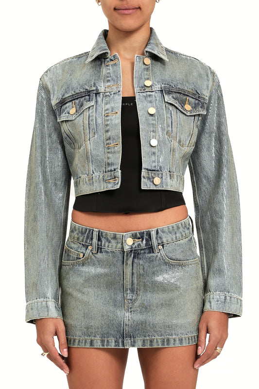 Tiled Overlay Cropped Jacket