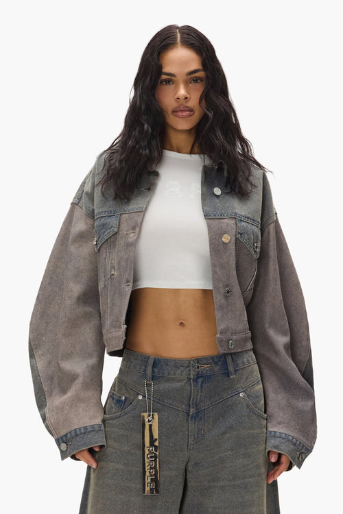 Mixed Denim & Leather Jacket