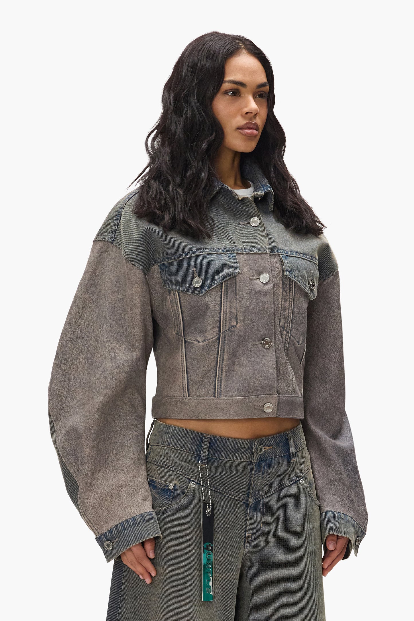 Mixed Denim & Leather Jacket