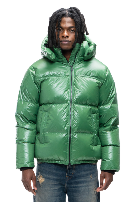 Purple puffer top jacket mens