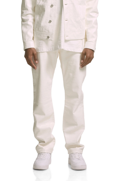 P011 MID RISE STRAIGHT LEG PANT - Leather Brilliant White