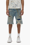 P059 Distressed Patch Shorts