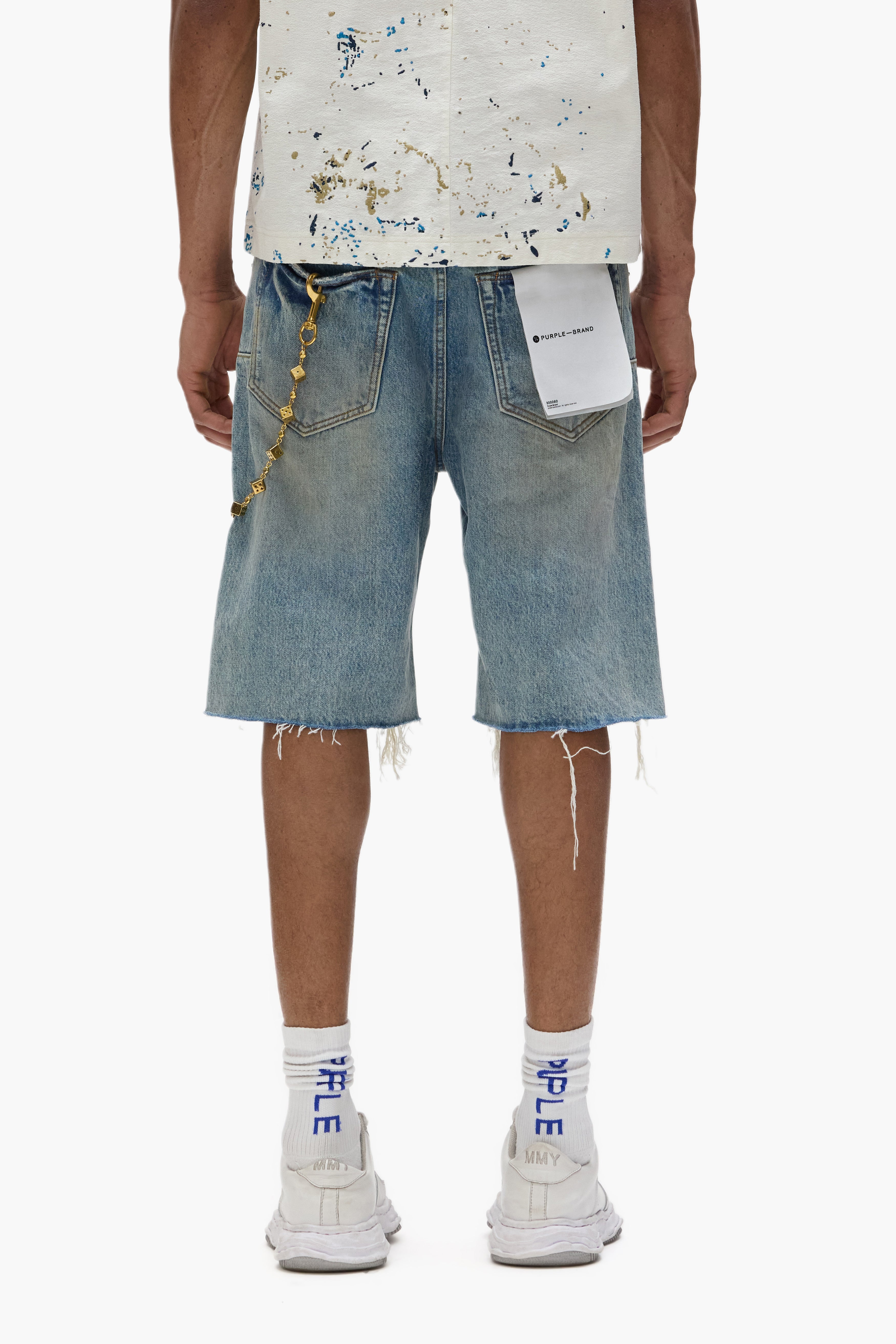 P059 Distressed Patch Shorts – PURPLE BRAND
