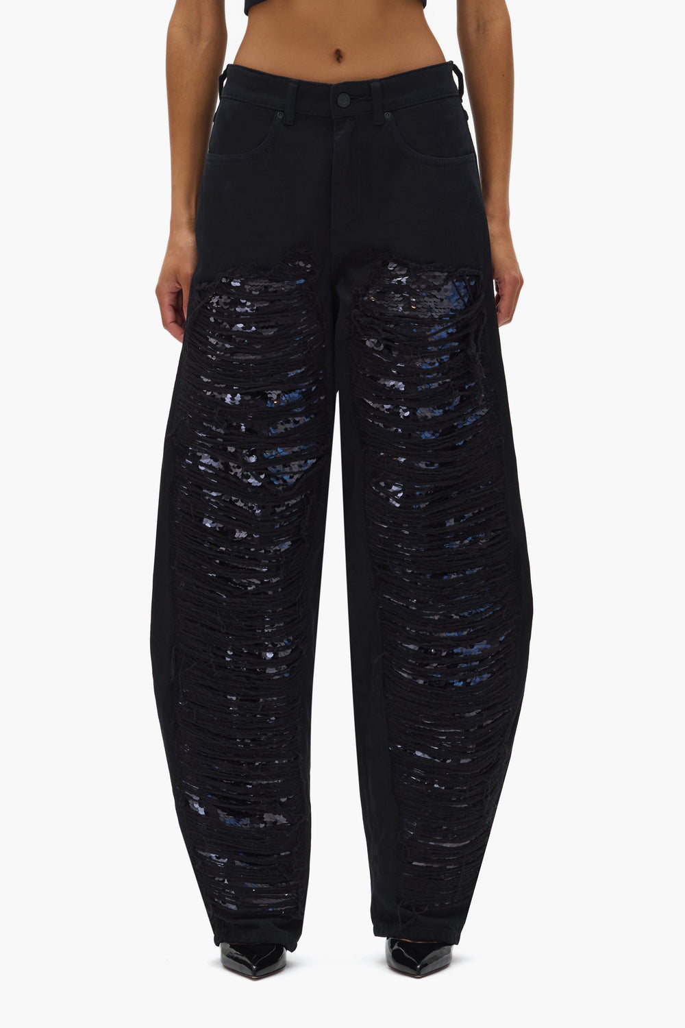 Sequin Barrel Leg