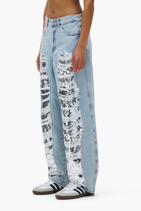 Sequin Blowout Barrel Leg