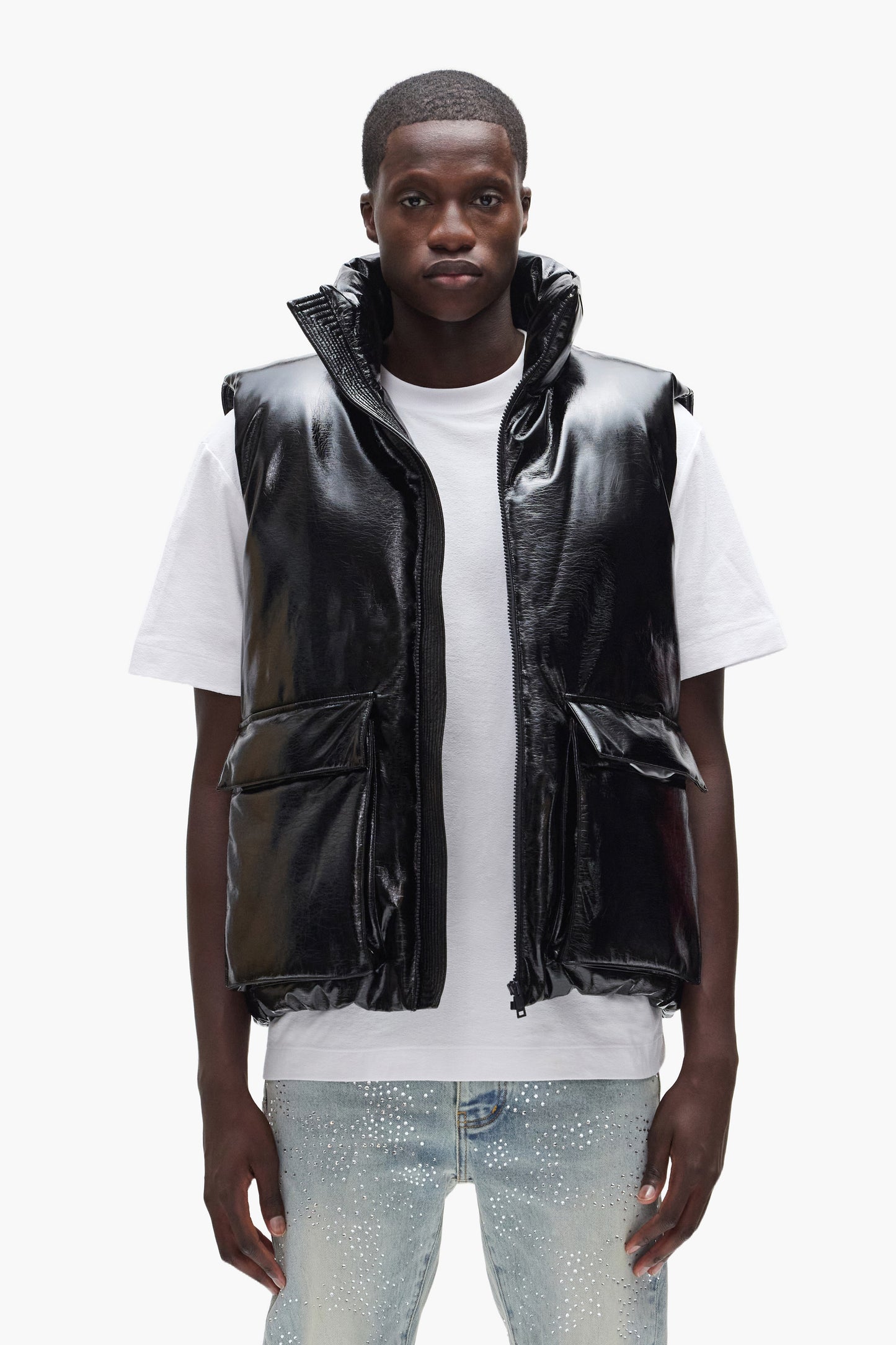 Leather Puffer Vest
