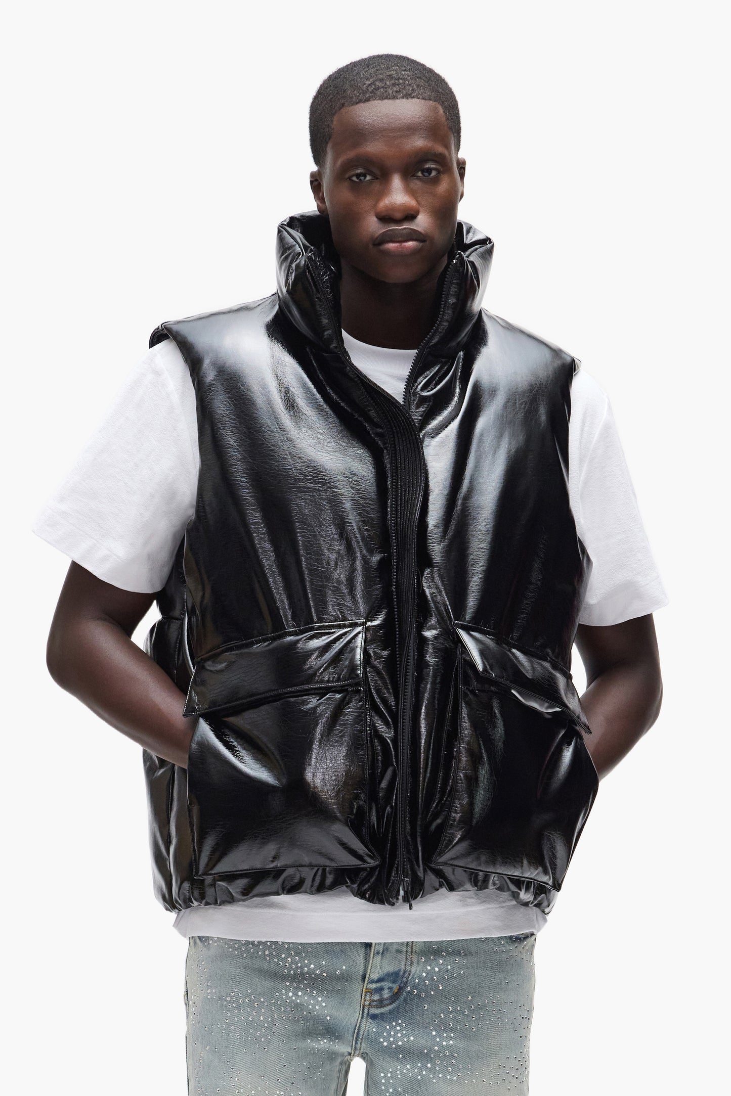 Leather Puffer Vest
