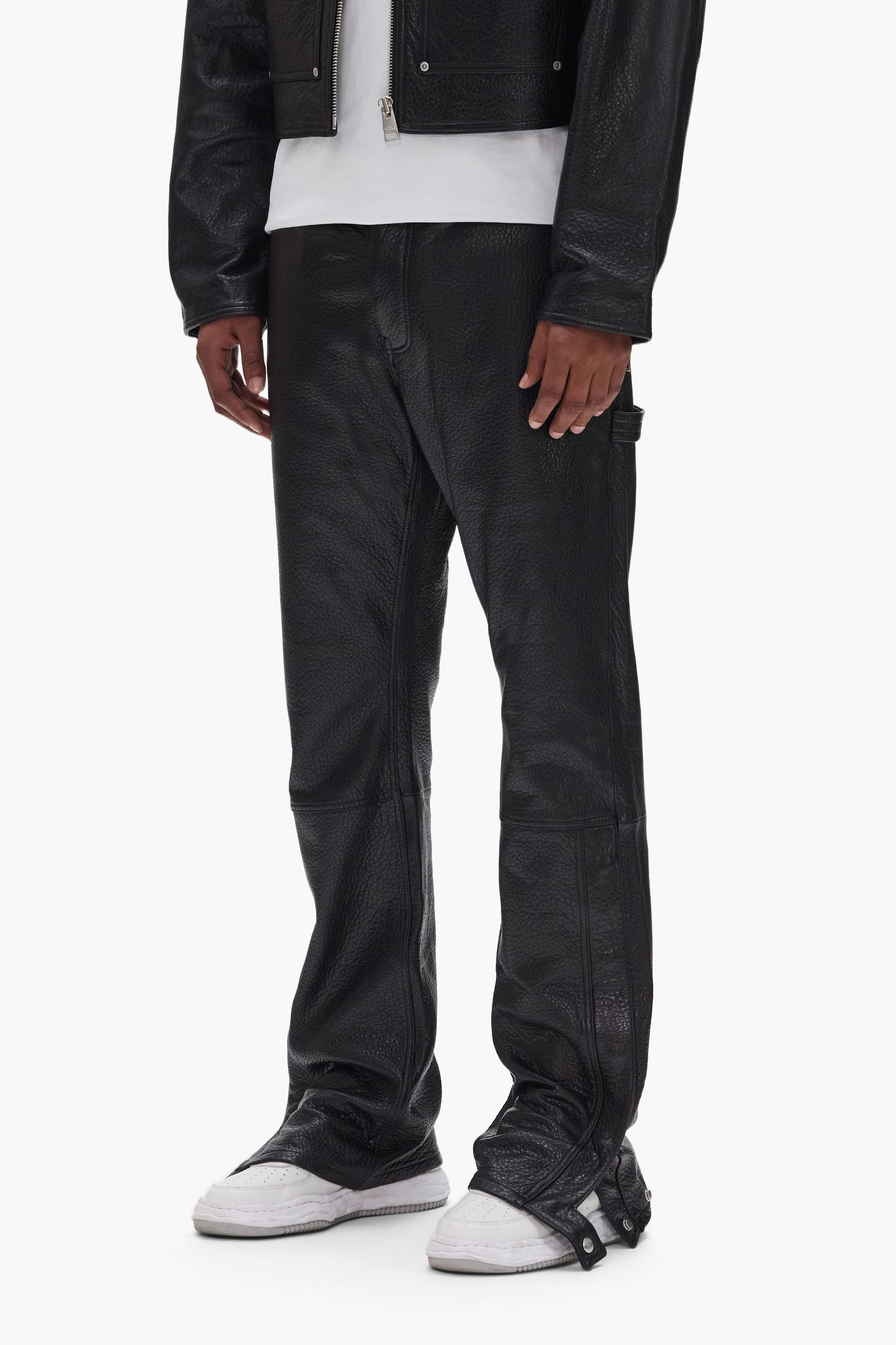 Leather Carpenter Snap Pant