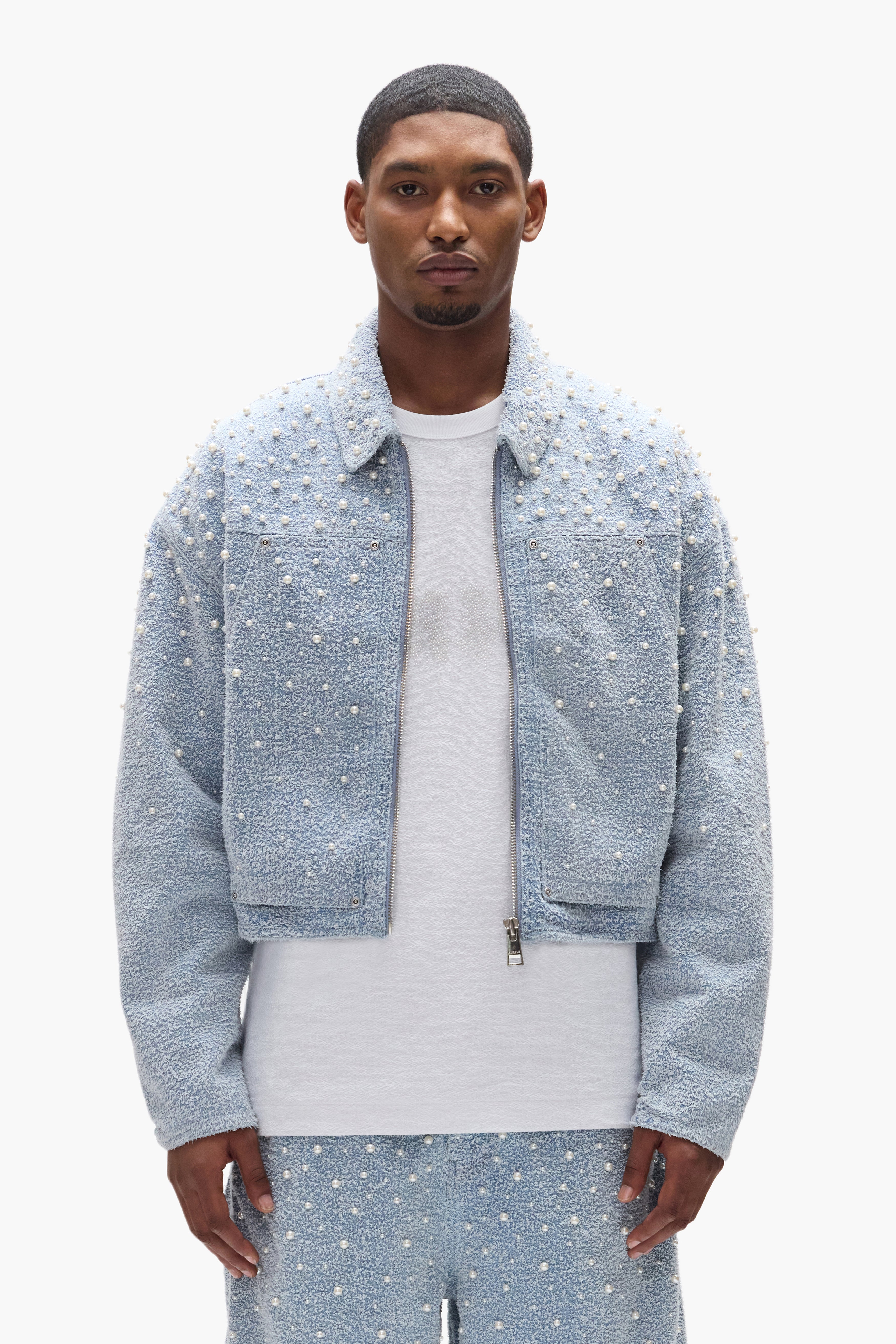 【CLANE】PEARL DOT JACKET Pearl Cropped Jacket – PURPLE BRAND