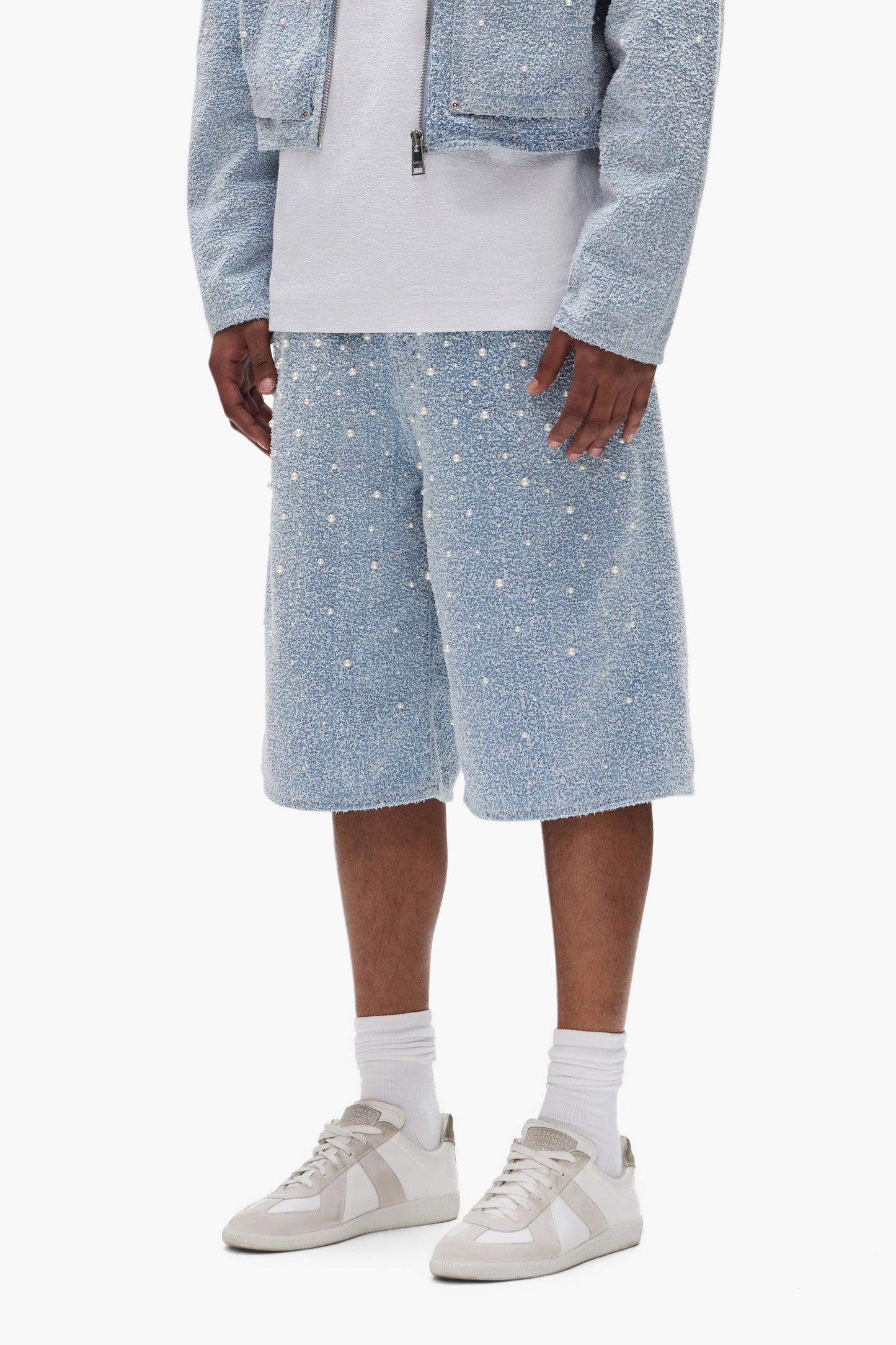 P070 Textured Pearl Shorts