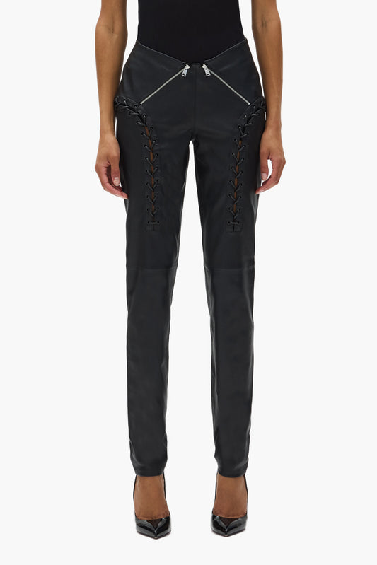 Leather V Zip Pant