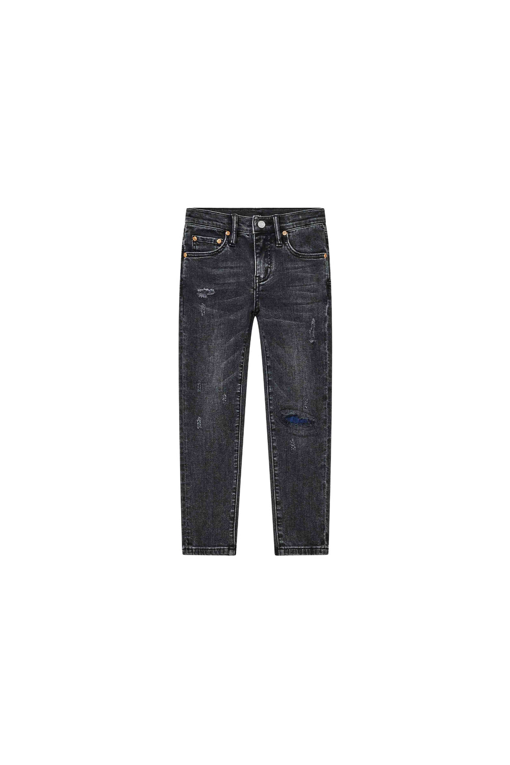 Kids' Denim Skinny Pants with Front Knee Rip, Sizes 4-5 to 12, Black Washed Finish